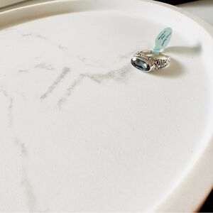 ꕥ Natural London Blue Topaz Sultana  Accent Ring ꕥ solid s925 unique design